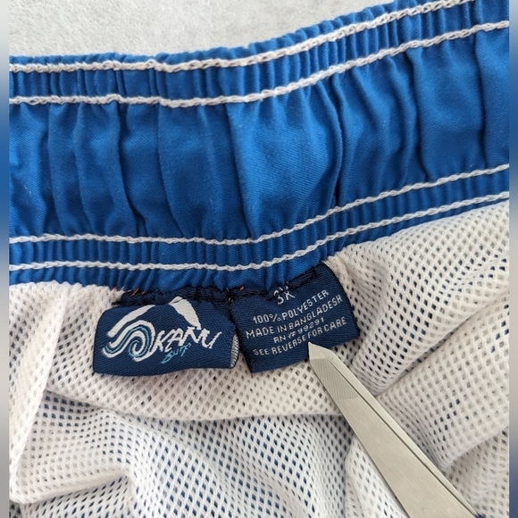 OKANU Surf blue and white swim trunks shorts for men size 3X - Picture 3 of 5